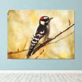 織り目加工の綿毛のようなキツツキはキャンバスのプリントを伸ばしました キャンバスプリント (インサイチュ (ウッドフロア))