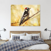 織り目加工の綿毛のようなキツツキはキャンバスのプリントを伸ばしました キャンバスプリント (インサイチュ (寝室))