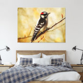 織り目加工の綿毛のようなキツツキはキャンバスのプリントを伸ばしました キャンバスプリント (インサイチュ (寝室))