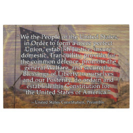 織り目加工の背景上の米国憲法の序文 メタルプリント