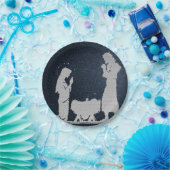 織り目加工の青い出生 ペーパープレート (パーティー)