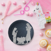 織り目加工の青い出生 ペーパープレート (パーティー)