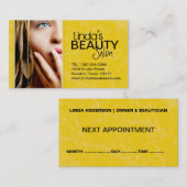 織り目加工の黄色くグランジなヘアーサロンの名刺 予約カード (正面/裏面)