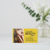 織り目加工の黄色くグランジなヘアーサロンの名刺 予約カード (スタンド正面)