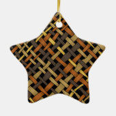 織り素朴グラフィカルなBurlap自然色 セラミックオーナメント (裏面)