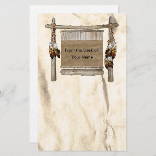 織り織りパーソナライズされた織機先住民アメリカンステーション 便箋 (正面/裏面)