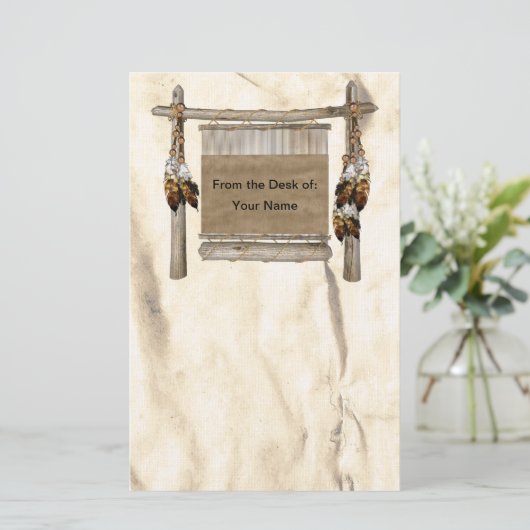 織り織りパーソナライズされた織機先住民アメリカンステーション 便箋 (スタンド正面)