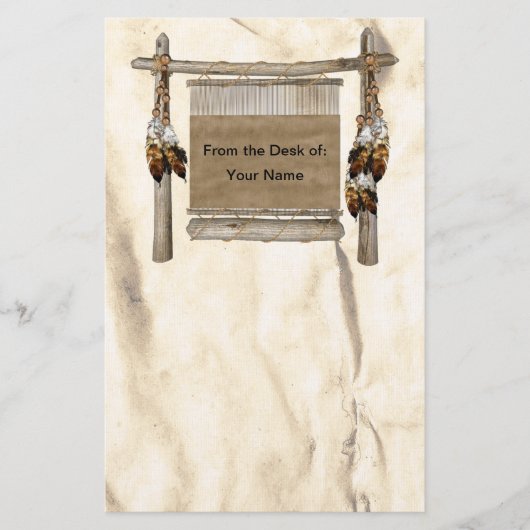 織り織りパーソナライズされた織機先住民アメリカンステーション 便箋 (正面)