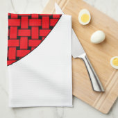 織り赤いハート キッチンタオル (四つ折り)