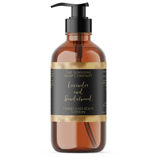 織り込まれた金箔とブラックの化粧品ボトルラベル 長方形シール