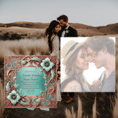 織エレガントりフレーム銅ターコイズ結婚の素地 シーズンカード