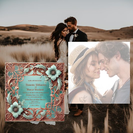 織エレガントりフレーム銅ターコイズ結婚の素地 シーズンカード