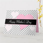 織エレガント柄、ピンクハート母の日 カード (黄色い花)