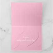 織エレガント柄、ピンクハート母の日 カード (内部)