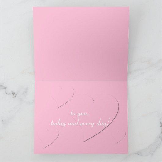 織エレガント柄、ピンクハート母の日 カード (内部)