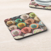 織カラフルり帽子 コースター (左側)