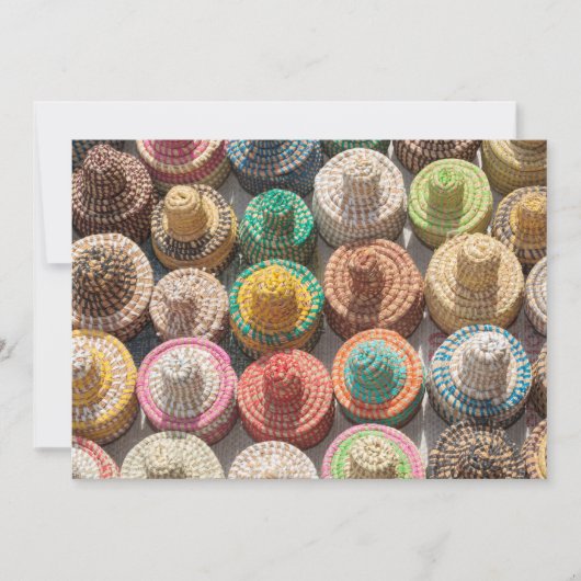 織カラフルり帽子 サンキューカード (正面)