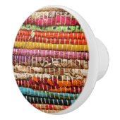 織ストライプの布ロープ織り自然 セラミックノブ (右)