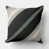 織モダン物ストライプと皮革の質感のある クッション (正面)