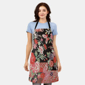 織日本の物、花、蝶の模様 エプロン (着用した状態)