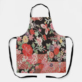 織日本の物、花、蝶の模様 エプロン (正面)