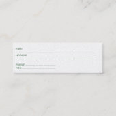 織物の赤い緑か淡いピンクの細長いカード スキニー名刺 (裏面)