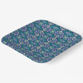 織物の青いモチーフの対称パターン ペーパープレート (傾斜あり)