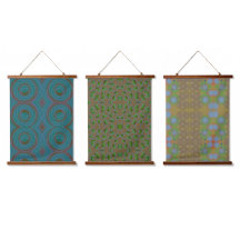 織物の青と緑のパターンのトリプシン