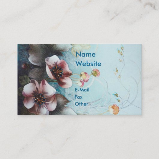 織物はピンクの花を設計します 名刺 (正面)