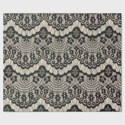 織物レースの透かし工。 ファブリックレースフローラオーナメント ラッピングペーパー (フラット)