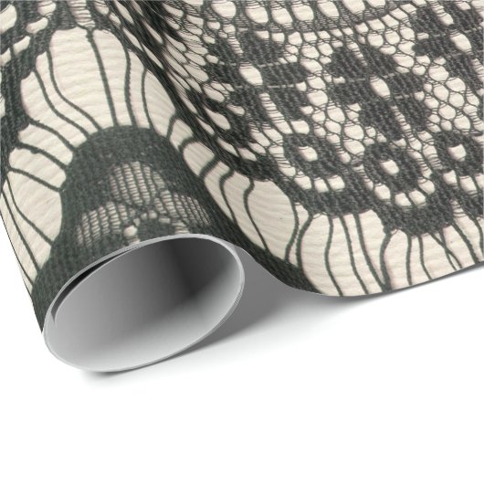 織物レースの透かし工。 ファブリックレースフローラオーナメント ラッピングペーパー (ロールコーナー)