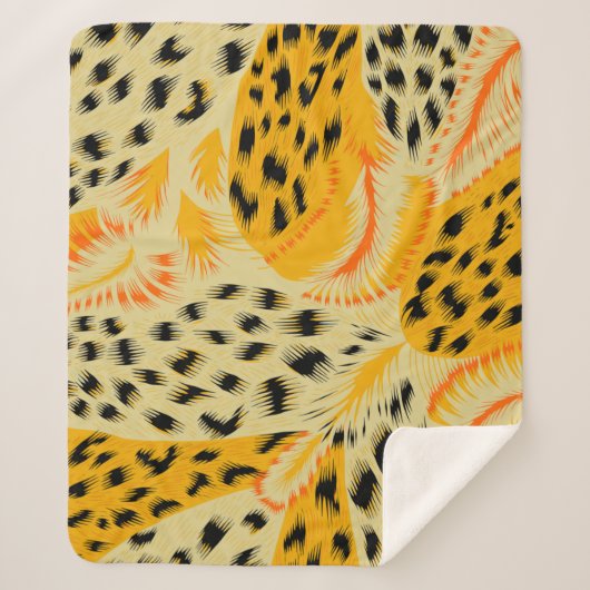 織物抽象芸術混合動物肌の質感 シェルパブランケット (正面)