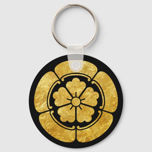 織田門日本の武フェイク士金ゴールド キーホルダー (正面)