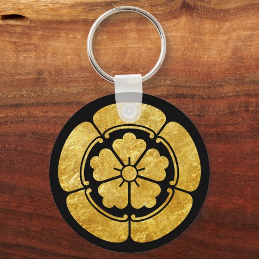 織田門日本の武フェイク士金ゴールド キーホルダー (正面)