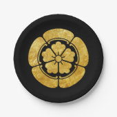 織田門日本の武士フェイク氏金ゴールド ペーパープレート (正面)
