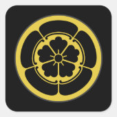 織田門日本の武家黒番金ゴールド スクエアシール (正面)