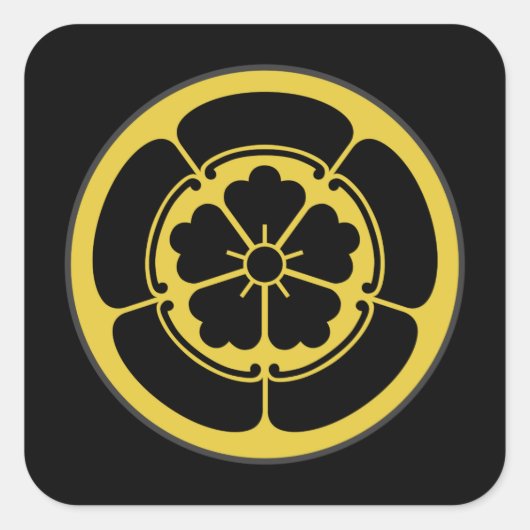 織田門日本の武家黒番金ゴールド スクエアシール (正面)