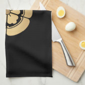 織田門武家は黒塗りフェイク金ゴールド キッチンタオル (四つ折り)