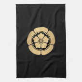 織田門武家は黒塗りフェイク金ゴールド キッチンタオル (縦)