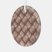 織革、ブロンズ色の背景。 ガラスオーナメント (正面左)