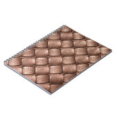 織革、ブロンズ色の背景。 ノートブック (左側)