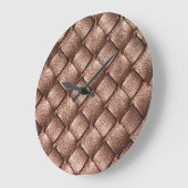 織革、ブロンズ色の背景。 ラージ壁時計 (傾斜)