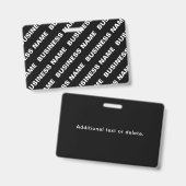 繰りはっきりした返し編集可能な名前 | シンプル白黒 バッジ (Front & Back)
