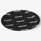 繰りはっきりした返し編集可能な名前 | シンプル白黒 ペーパープレート (アングル)