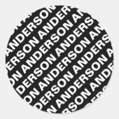 繰りはっきりした返し編集可能な名前 | シンプル白黒 ラウンドシール (正面)