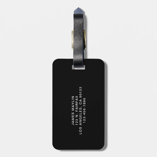 繰りはっきりした返し編集可能な名前 | シンプル白黒 ラゲッジタグ (裏面縦)