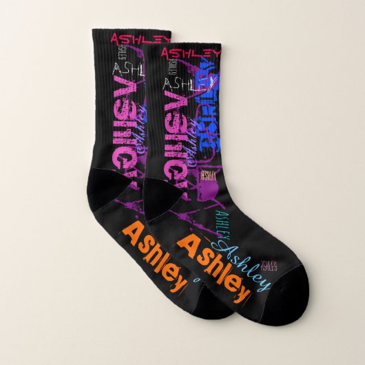 繰りパーソナライズされた返し名前6文字W Socks ソックス (ペア)