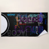 繰りパーソナライズされた返し5文字ビーチ ビーチタオル (正面)