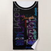 繰りパーソナライズされた返し5文字ビーチ ビーチタオル (正面)