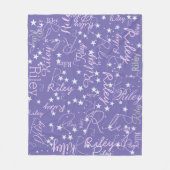 繰り返される名前の斑点のある星ペリウィンクル フリースブランケット (正面)